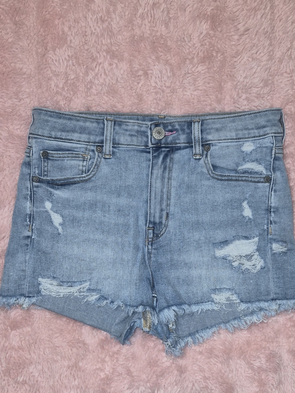 American Eagle Outfitters Light Blue Distressed Denim Shorts